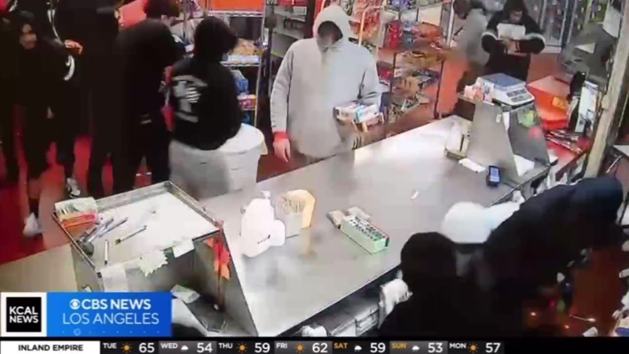 Compton California, bakery ransacked by Thugs from nearby street takeover