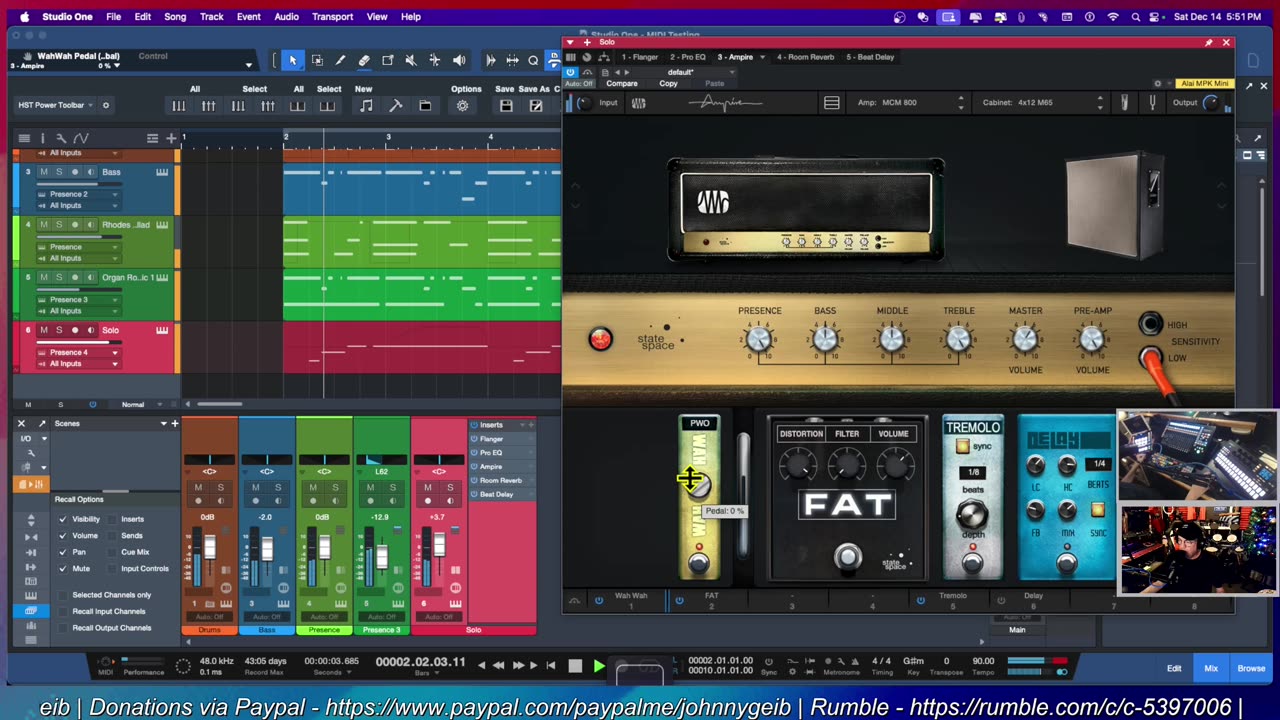 Automating Your Wah Wah Pedal Effect In Ampire - Studio One Pro 7 - Home Studio Trainer Show