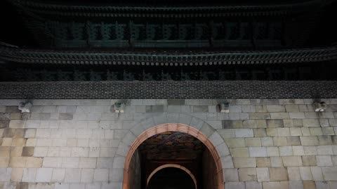 Korea's castle gate seen at night