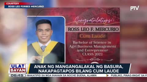 Anak ng mangangalakal ng basura, nakapagtapos bilang cum laude(1)