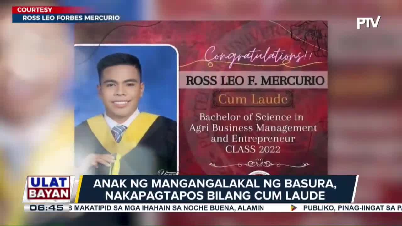 Anak ng mangangalakal ng basura, nakapagtapos bilang cum laude(1)