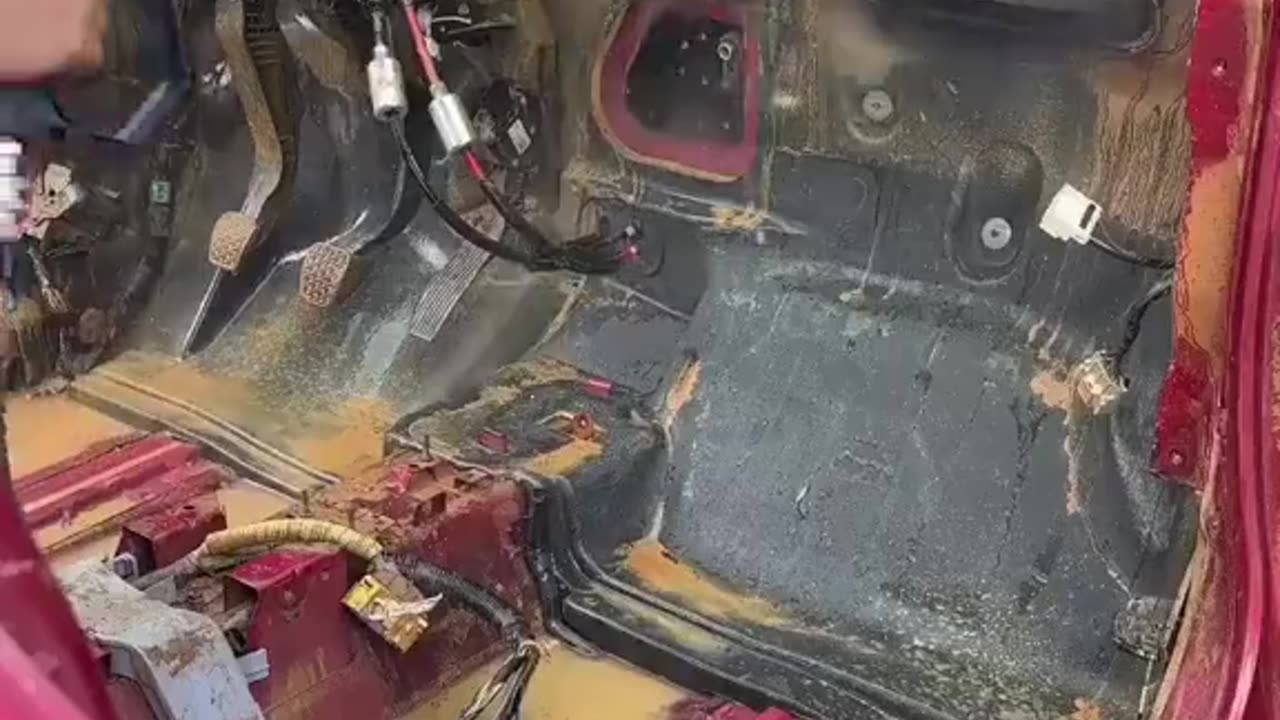 The cleaning process for a car that was left to rust and covered in dirt and grime