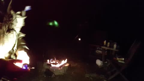 Campfire vlog blooper. Glare from.my head torch