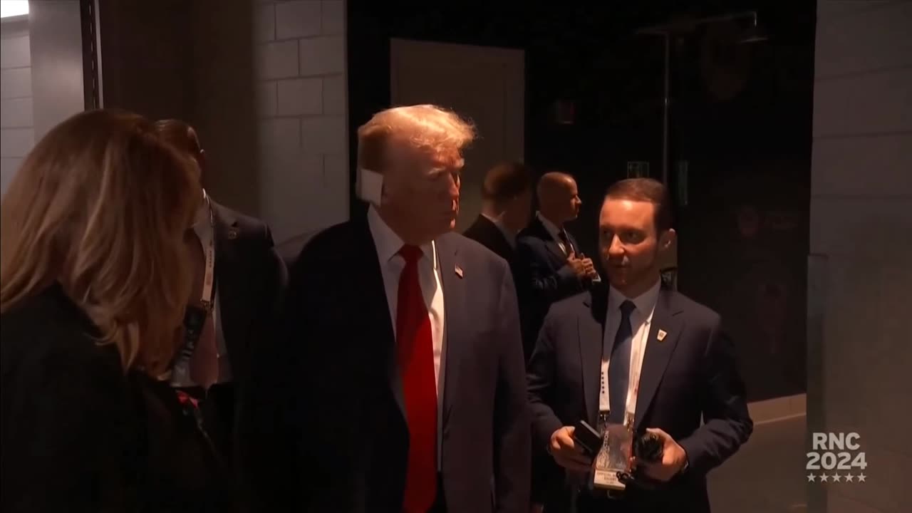 WATCH: Bandaged Donald Trump Arrives Backstage At RNC As 'So Caught Up In You' Plays