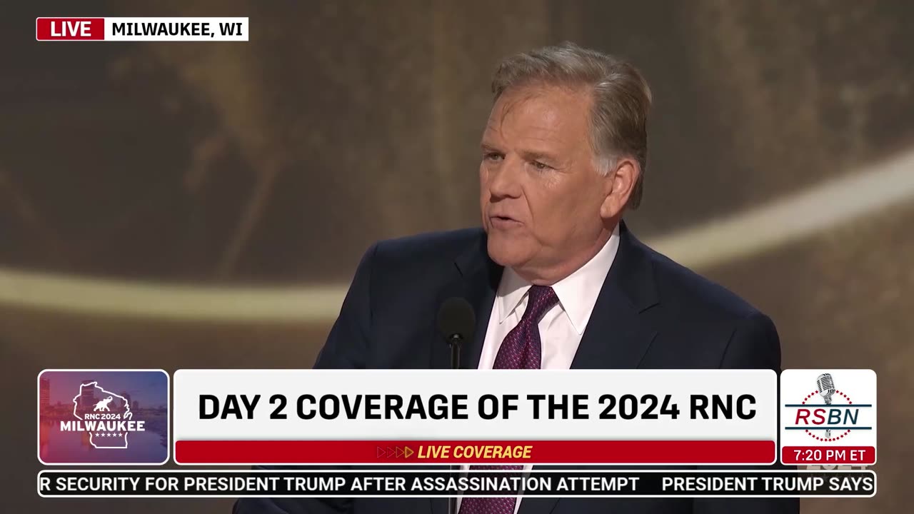 WATCH: Candidate for U.S. Sen. Mike Rogers Speaks at 2024 RNC in Milwaukee, WI - 7/16/2024