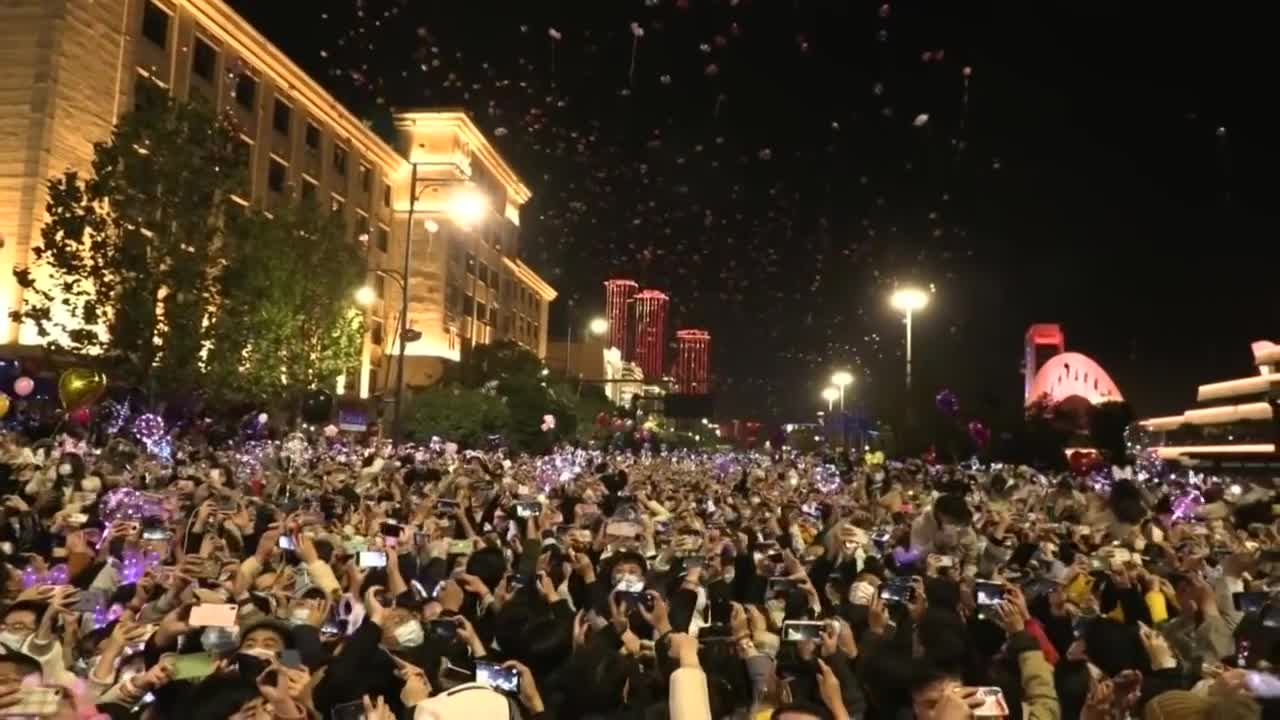 Thousands Celebrate New Year's Eve in Wuhan, China