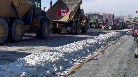 Big Trucks Moving In - Canada Trucker Convoy