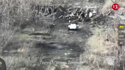 The ground drone carrying aid to the Russian soldiers became the target of the Ukrainian drone