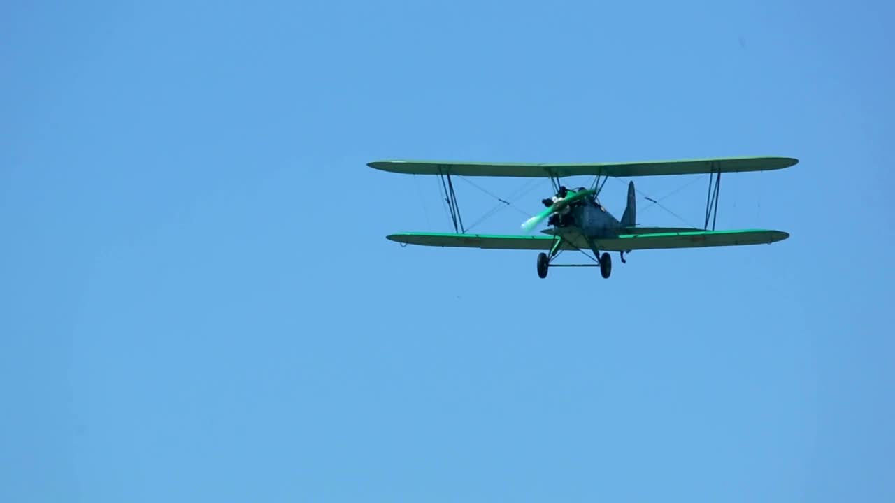 Biplane flying in the sky