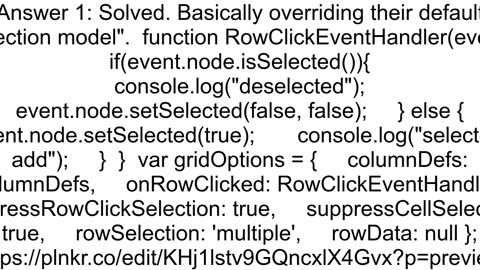 aggrid row checkbox select Making checkbox selection equivalent to rowselection