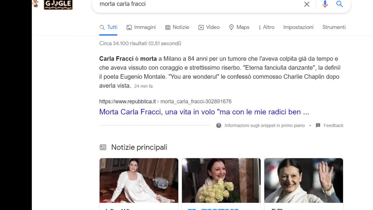 e' morta carla fracci a soli 84 nni aveva fatto il .....punturone