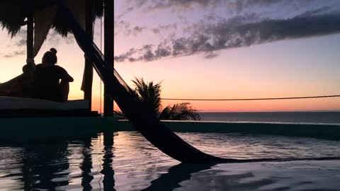 Rooftop pool of a bar near the sea