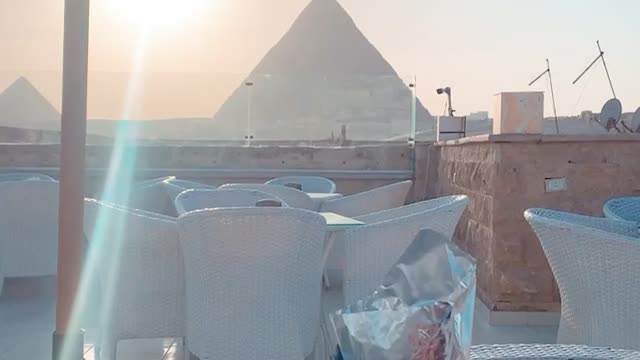 Rooftop view infront of great pyramids of Giza