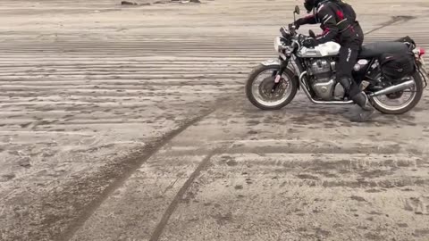 AEW Exhaust Note Royal Enfield GT650 Beach Drifts Awas Beach, India