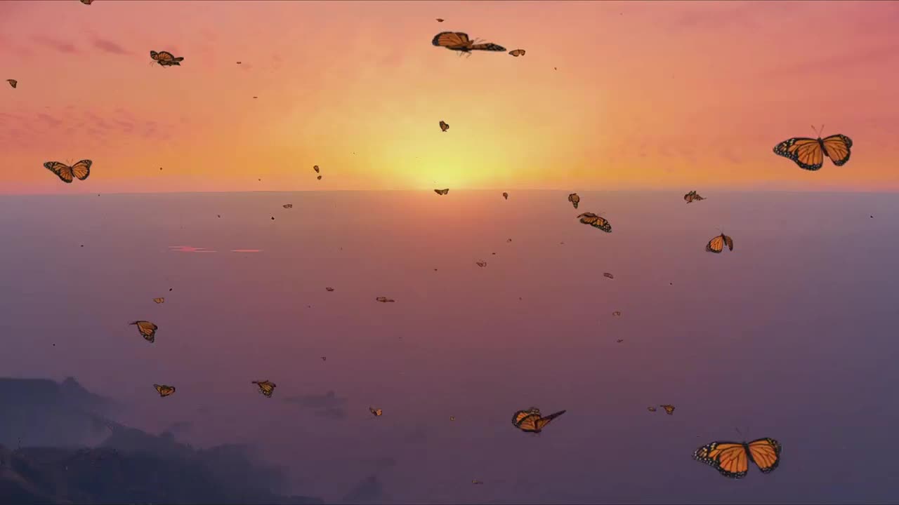 sunset butterflies wind chimes video to help people relax & sleep