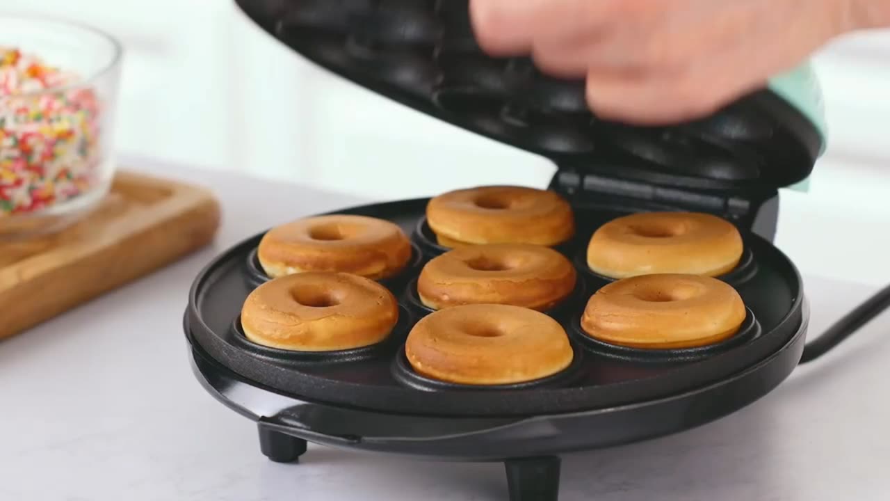 Breakfast, Snacks, Desserts & More with Non-stick Surface, Makes 7 Doughnuts - Aqua