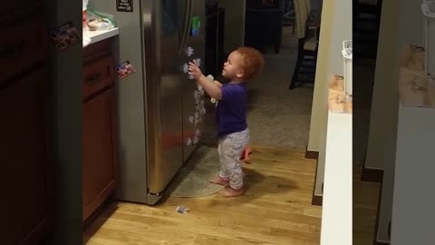 What happens, when baby open the fridge