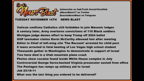 Tuesday, November 14, 2023 News Blast.