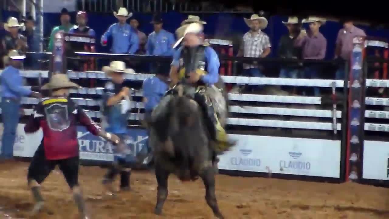 Rodeo, man riding a bull; Brazilian rodeo