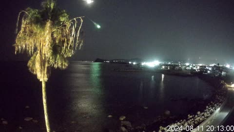 A Massive Perseid Meteor Illuminates The Sky Over Makurazaki City, Japan