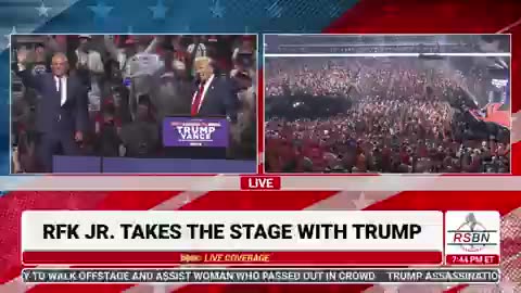 Chants of “BOBBY!” break out at Trump rally in Glendale, AZ as RFK Jr. arrives at the stage