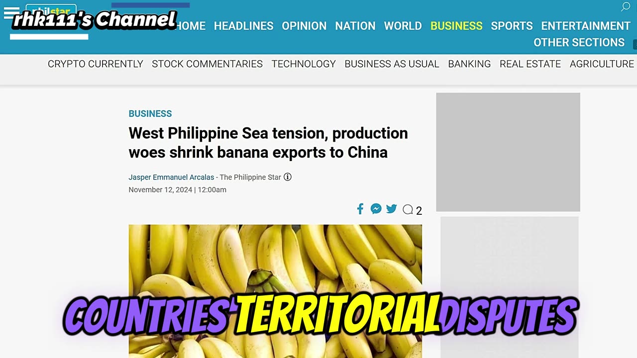 China cuts Banana imports from Philippines due to Territorial Disputes, West yet to make up for it