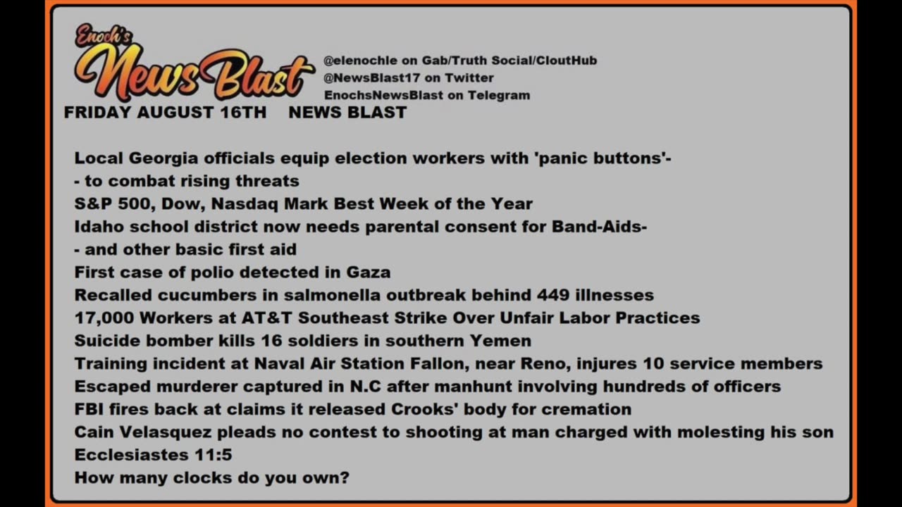 Friday, August 16, 2024 News Blast