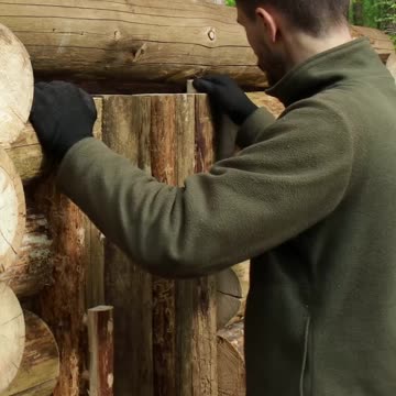Building a Log Cabin in the Woods from Wind-Fallen Trees
