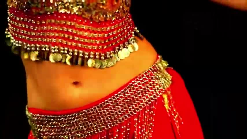 Belly dance in a red dress - video footage