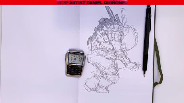 VOL.4 Time-Lapse Pen & Pencil Drawings without lifting pencil | art by - Artist Daniel Quinones