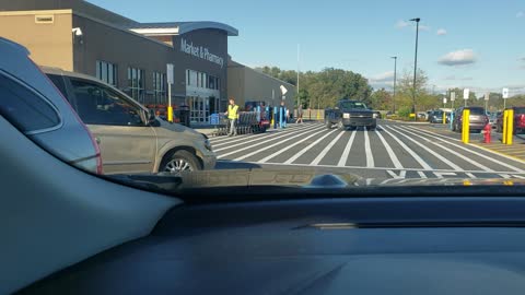 Walmart, truck gets egged and instant karma follows