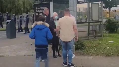 Footage of a 62 year old terminally ill woman on crutches getting pepper