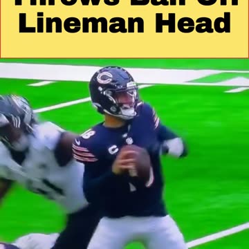 Caleb Williams Throws Ball Off Lineman Head