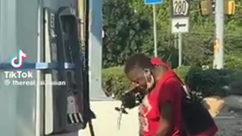 Huffin at the gas pump