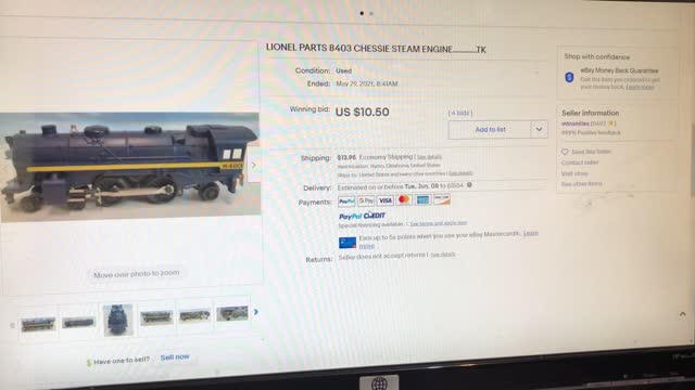 LIONEL 8403 / EBAY NOTICE / I WON THE AUCTION / LISTED AS PARTS