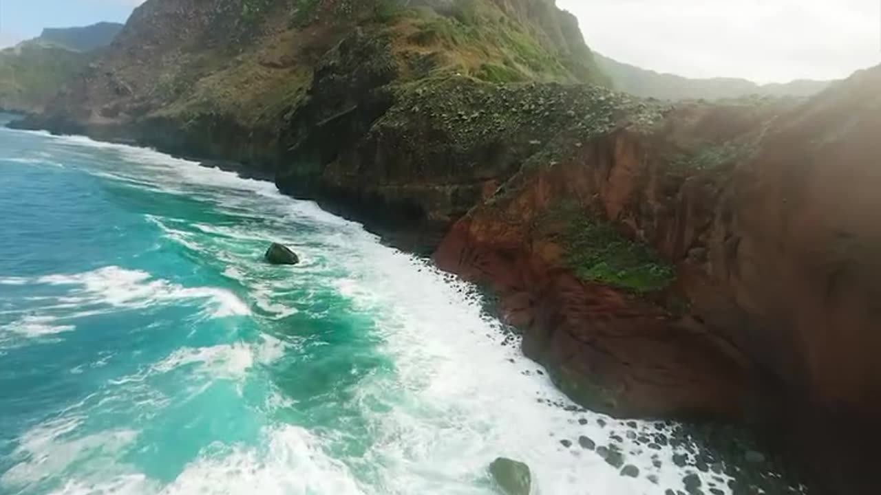 For a while, the wave of the sea hit our drone