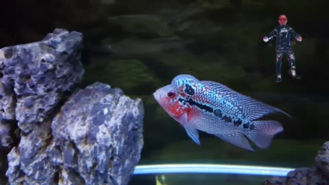 My Flowerhorn s Reaction to Eating Garlic and Cucumber