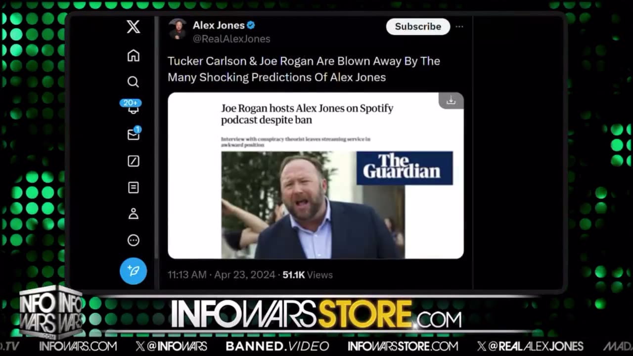 Joe Rogan and Tucker Carlson talk about Alex Jones predictions coming true