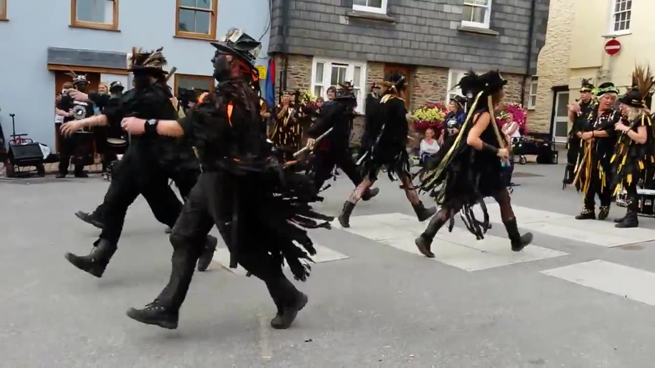 Beltane Border Morris dancing Huntress in Cawsand