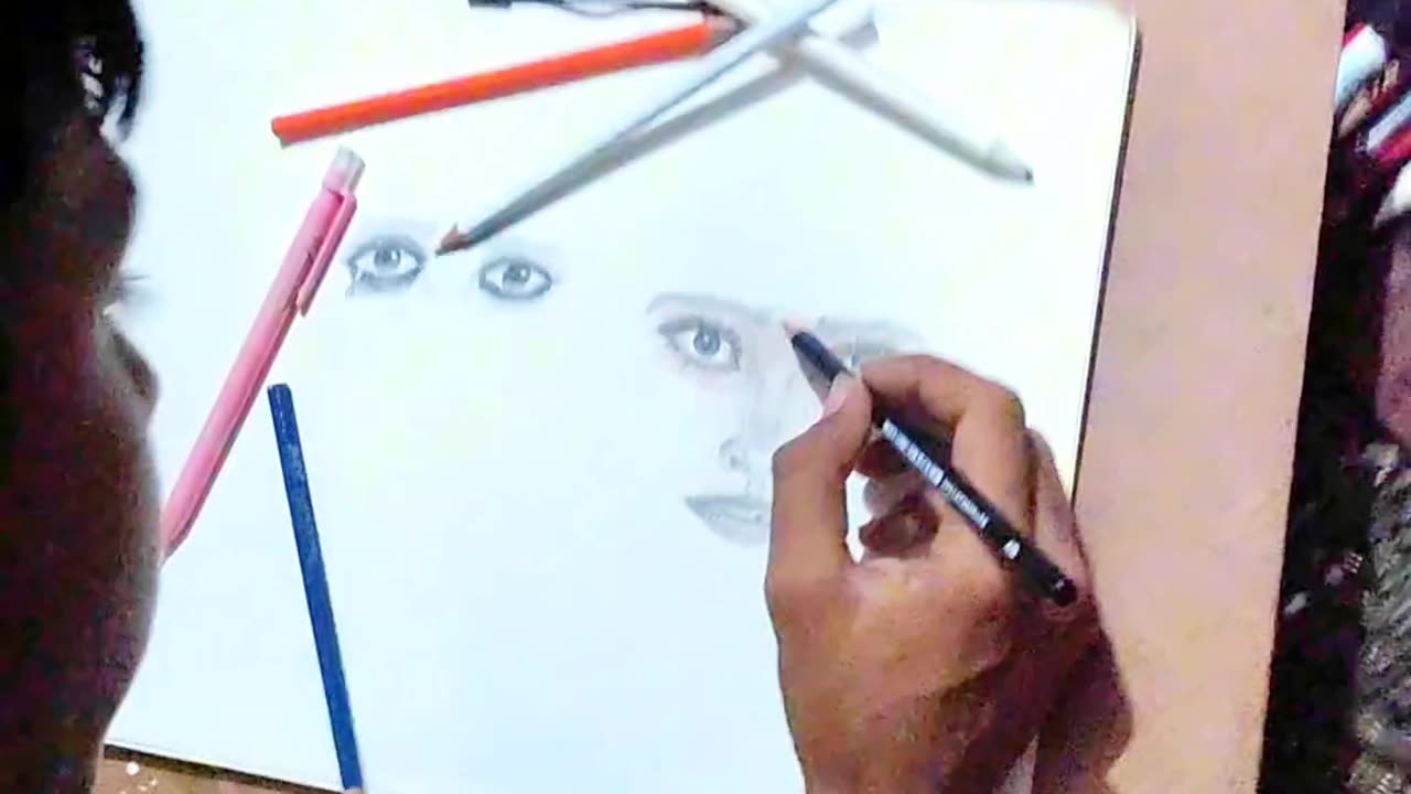 Realistic girl eye drawing