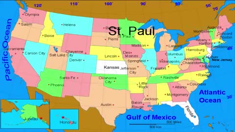 50 States and Capitals of the United States of America | Learn geographic regions of the USA map