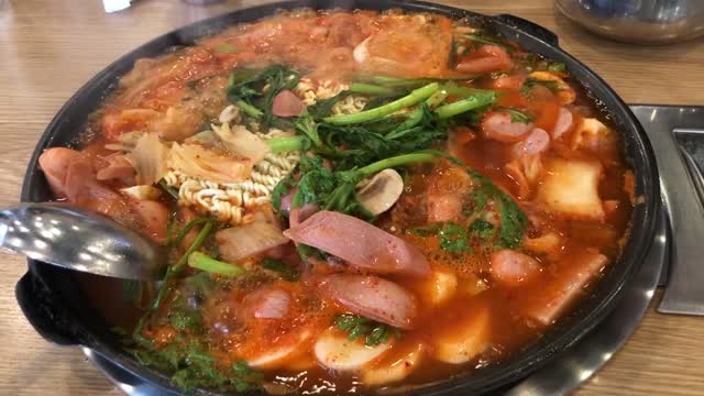Korean food called budaejjigae! It's addictive.