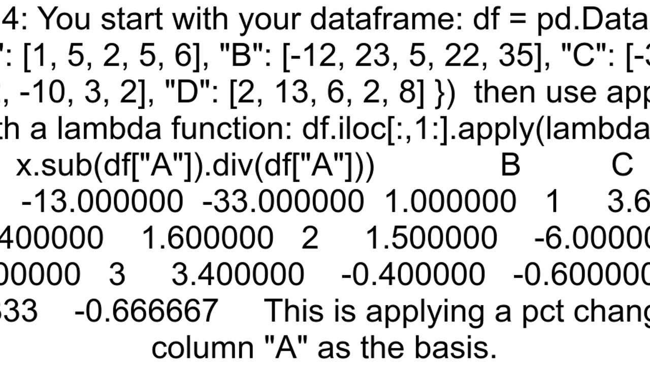 How to calculate pct_change in pandas with reference to just the first column