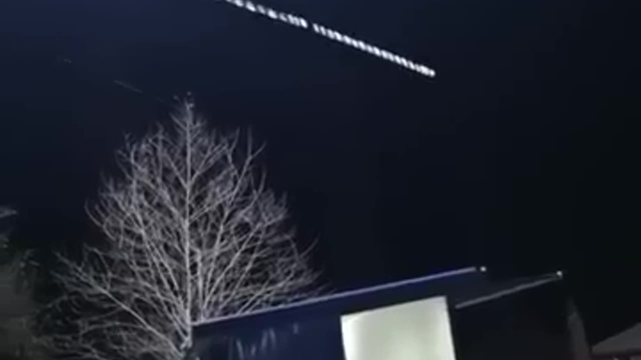 Starlink train in space