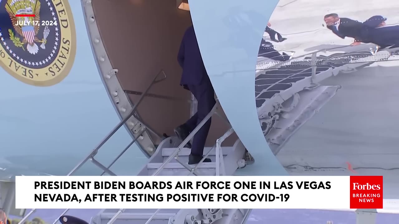 BREAKING NEWS- President Biden Boards Air Force One Without A Mask After Testing Positive For Covid