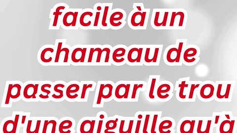 "Il est plus facile pour un chameau de passer par le trou d'une aiguille…" Matthieu 19;24#shorts