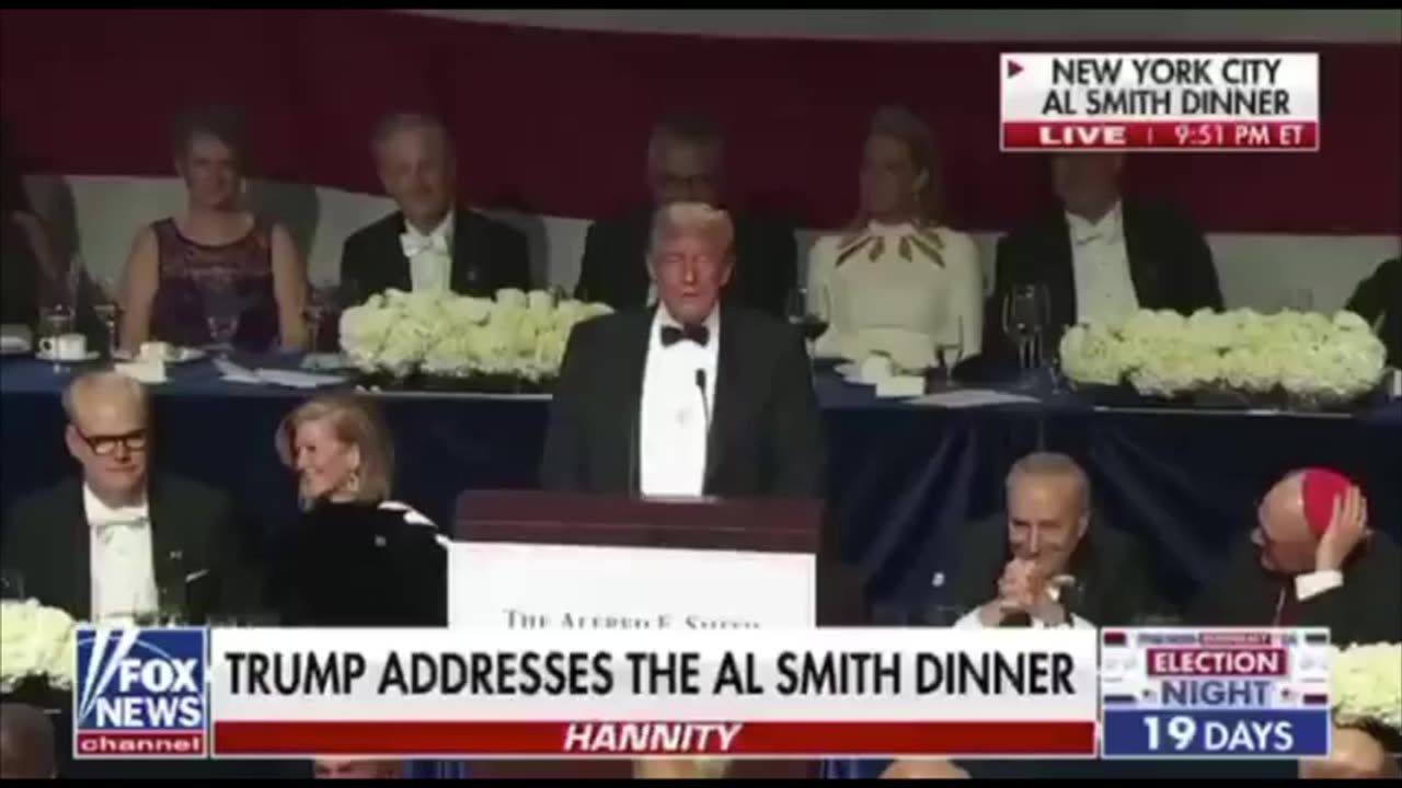 President Trump Mocks 'Woke' Democrat Chuck Schumer to His Face at Alfred E. Smith Dinner