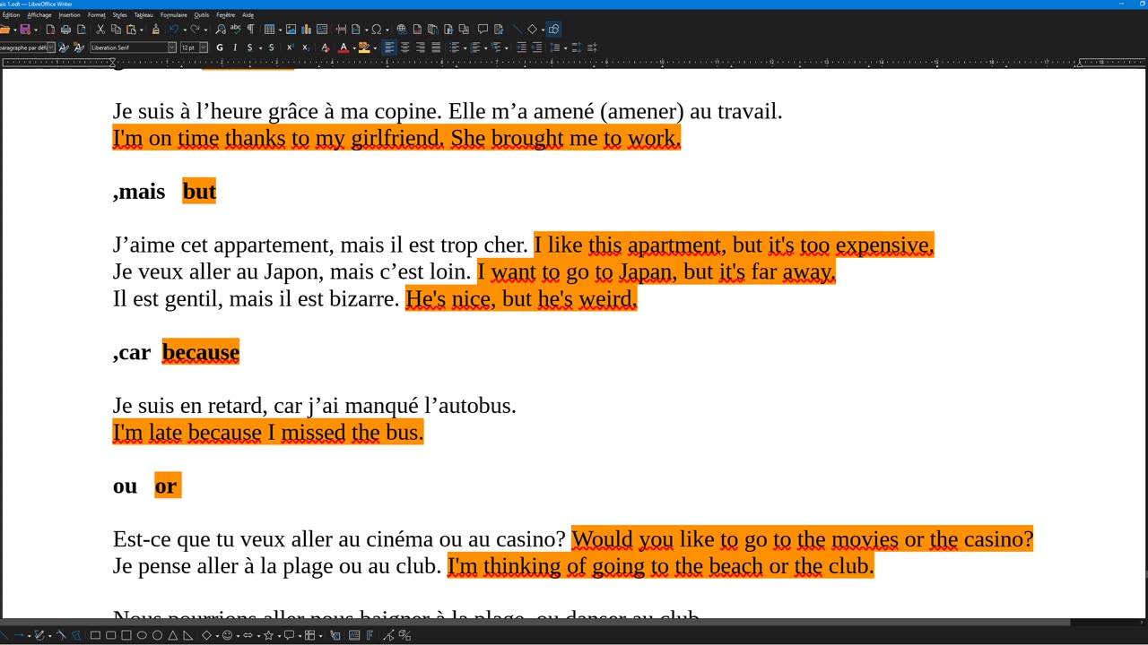 French 32 (new) parce que (because), à cause de (the fault to), grâce à (thanks to), mais (but)...