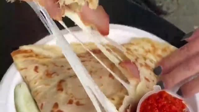 Pork cheese crepe