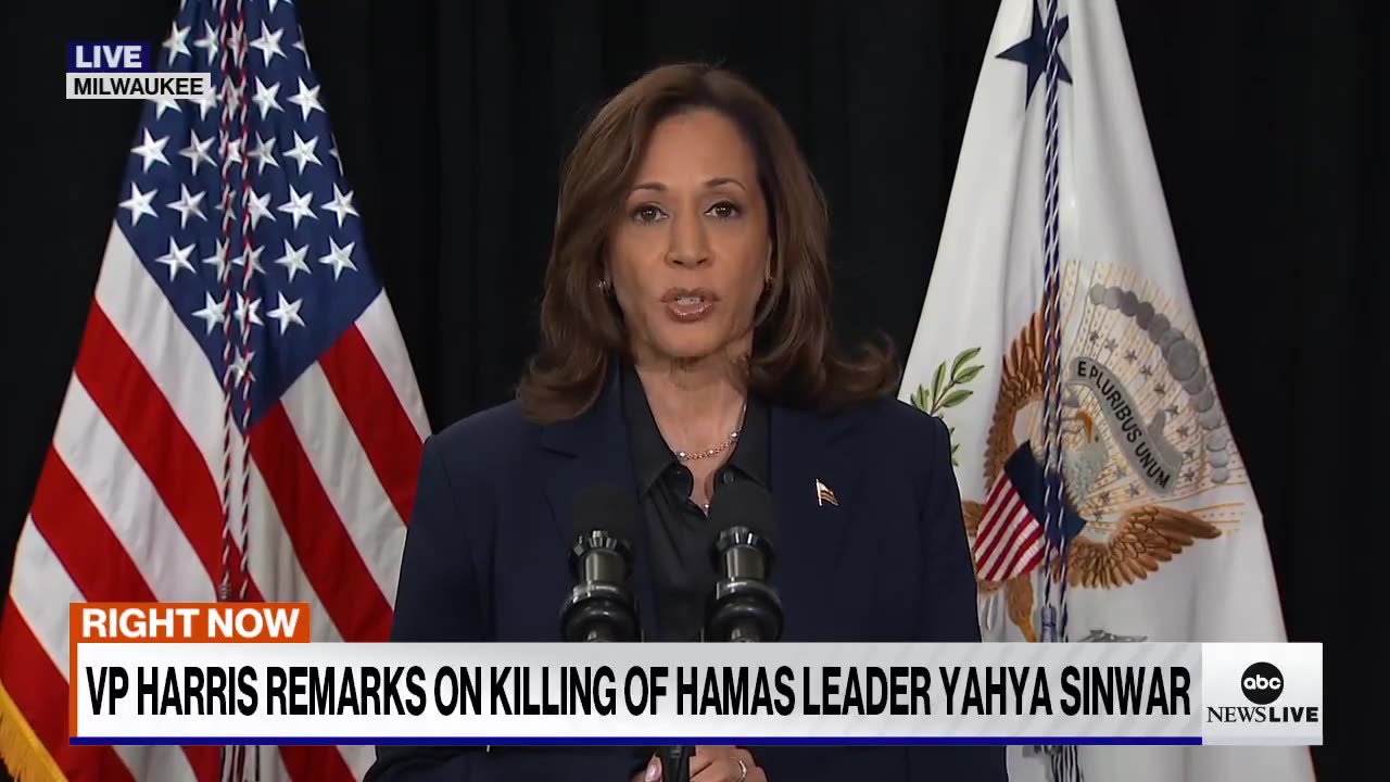 Kamala Harris delivers remarks on the killing of Hamas leader Yahya Sinwar